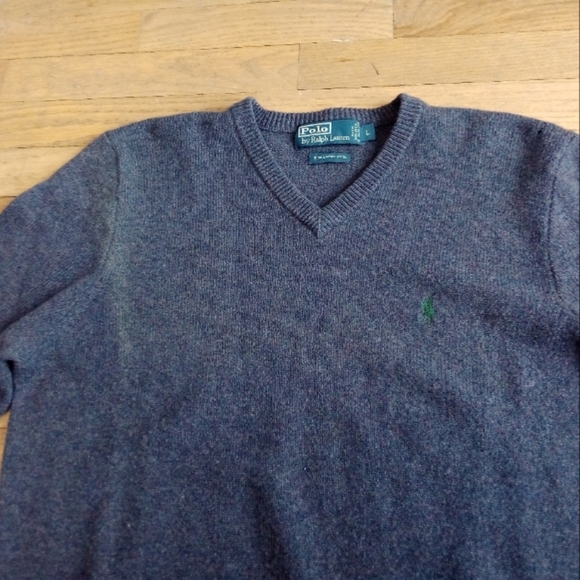 Polo Ralph Lauren 100% Lambs Wool Sweater Size L Purple Long Sleeve Vintage - Picture 5 of 8